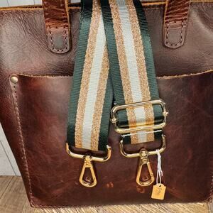 Dark Green Gold Striped Crossbody Strap Colorful Purse Strap Guitar Bag Strap